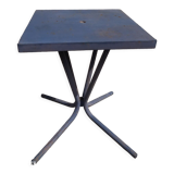 Blue Tolix pedestal table