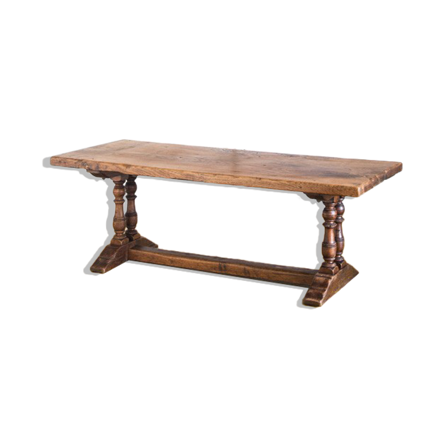 Old coffee table in solid oak wood. France, early twentieth century.