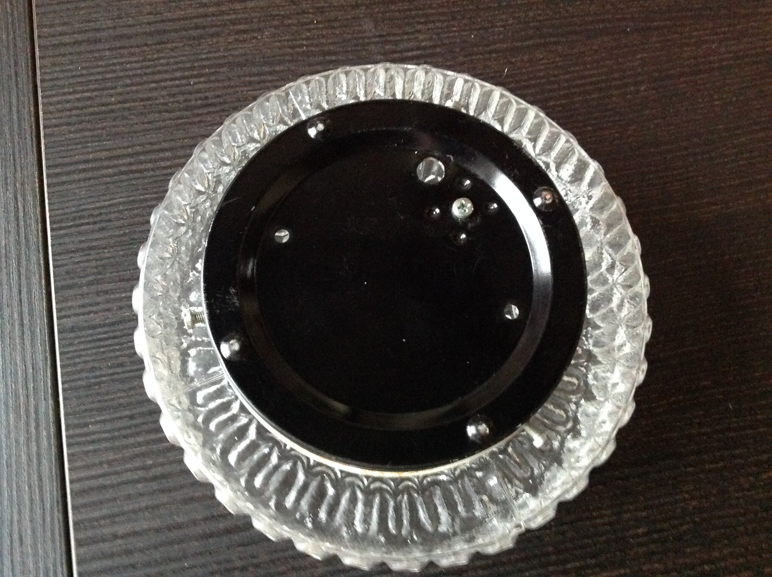 Plafonnier rond en verre bullé années 60-70