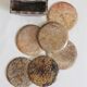 Set of 6 vintage stone/marble coasters and case