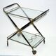 Cesare Lacca, Mid-Century Brass and Wood Bar Cart, Italy, 1950s