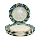 X6 green plates Jaquot digoin sarreguemines -vintage-retro-cuisine