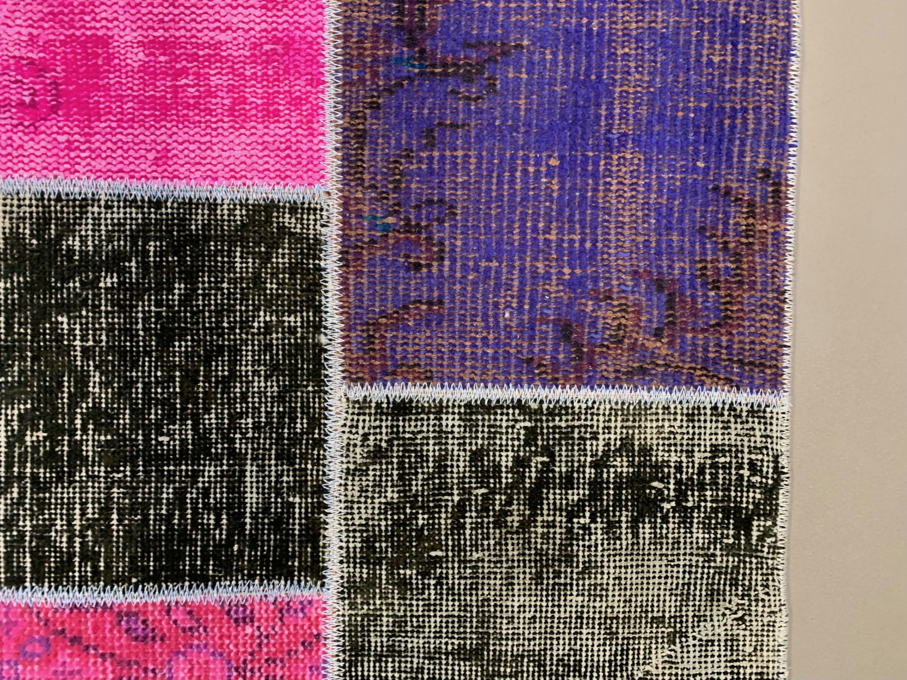 Distressed vintage turkish patchwork rug 150x100 cm wool medium