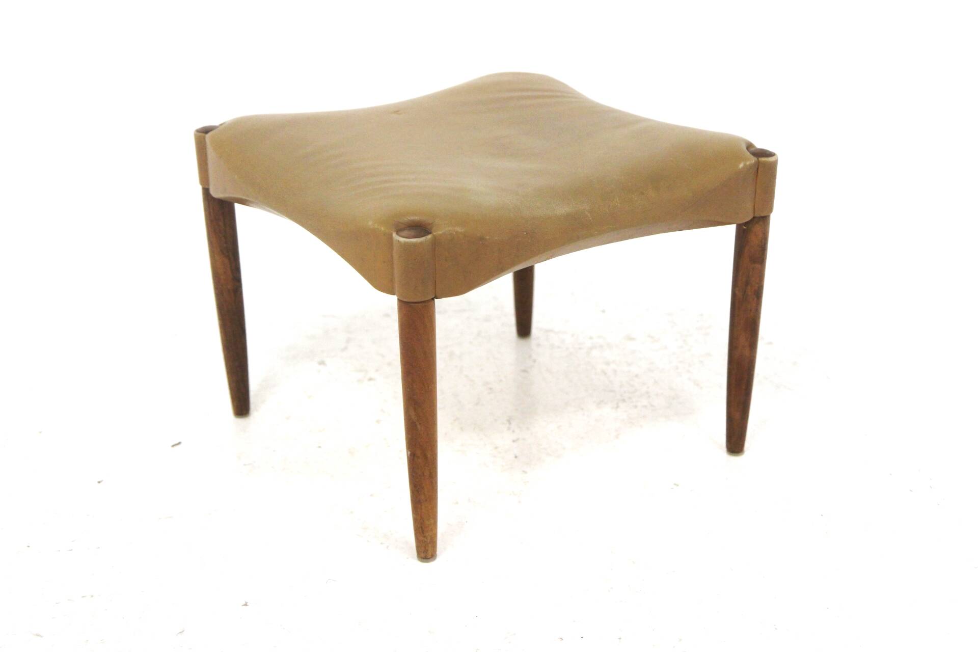 Scandinavian leather footstool, Denmark, 1960s