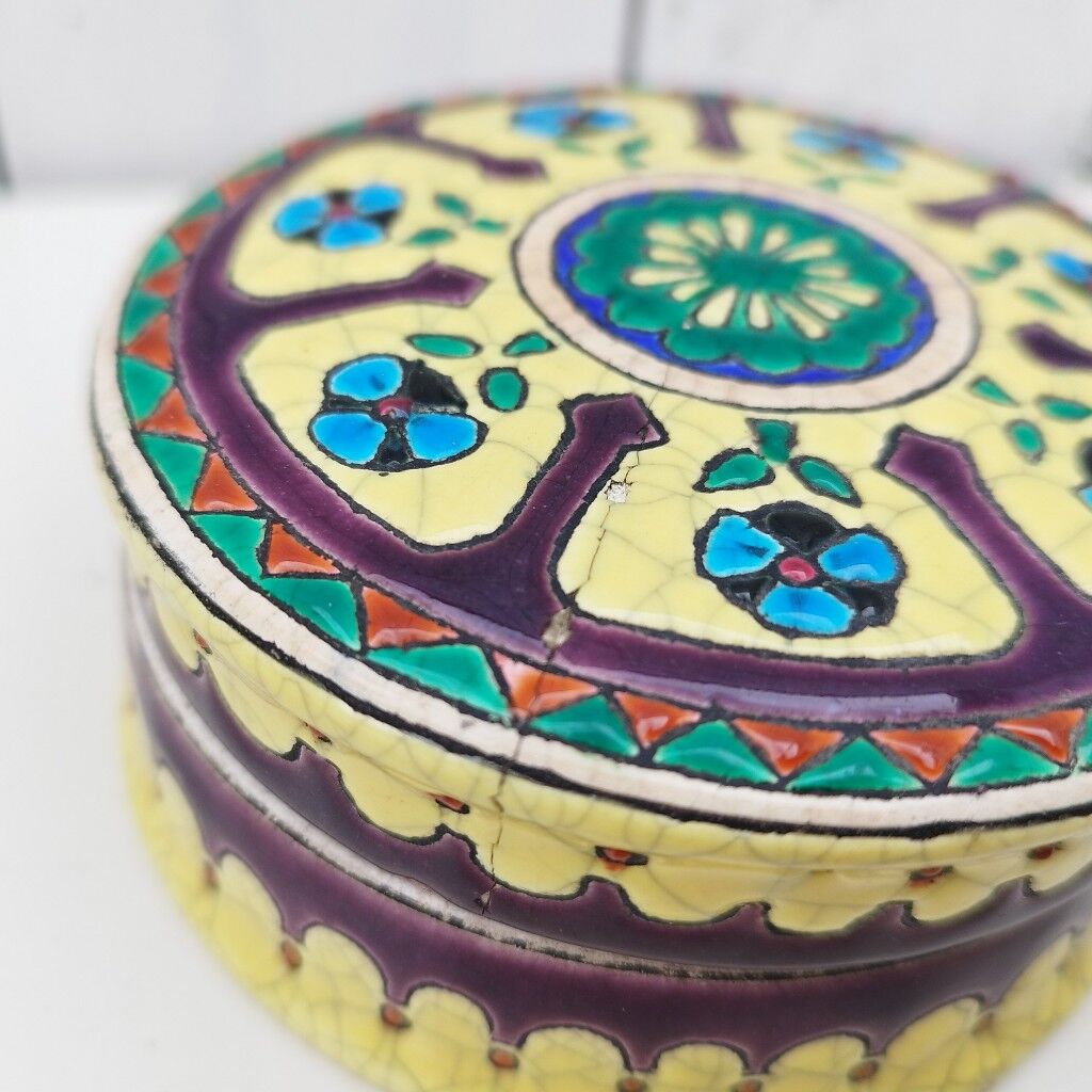 Ceramic box enamels of Longwy floral decoration