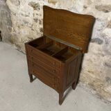 Small wooden chest of drawers with 3 drawers and an opening top – accent furniture