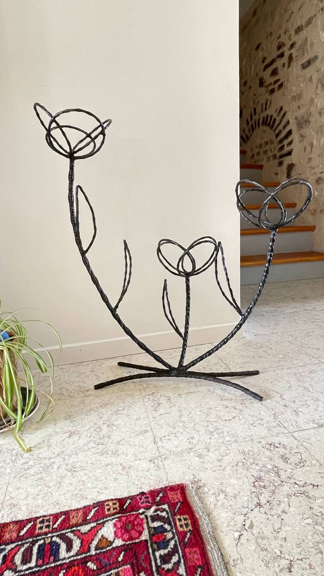 Vintage curved steel plant shelf