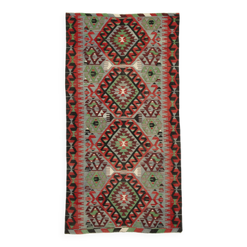 Turkish Handmade Vintage Anatolian Kilim 161 cm x 309 cm