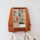 Wall mirror with a solid pine frame, integrated shelf.