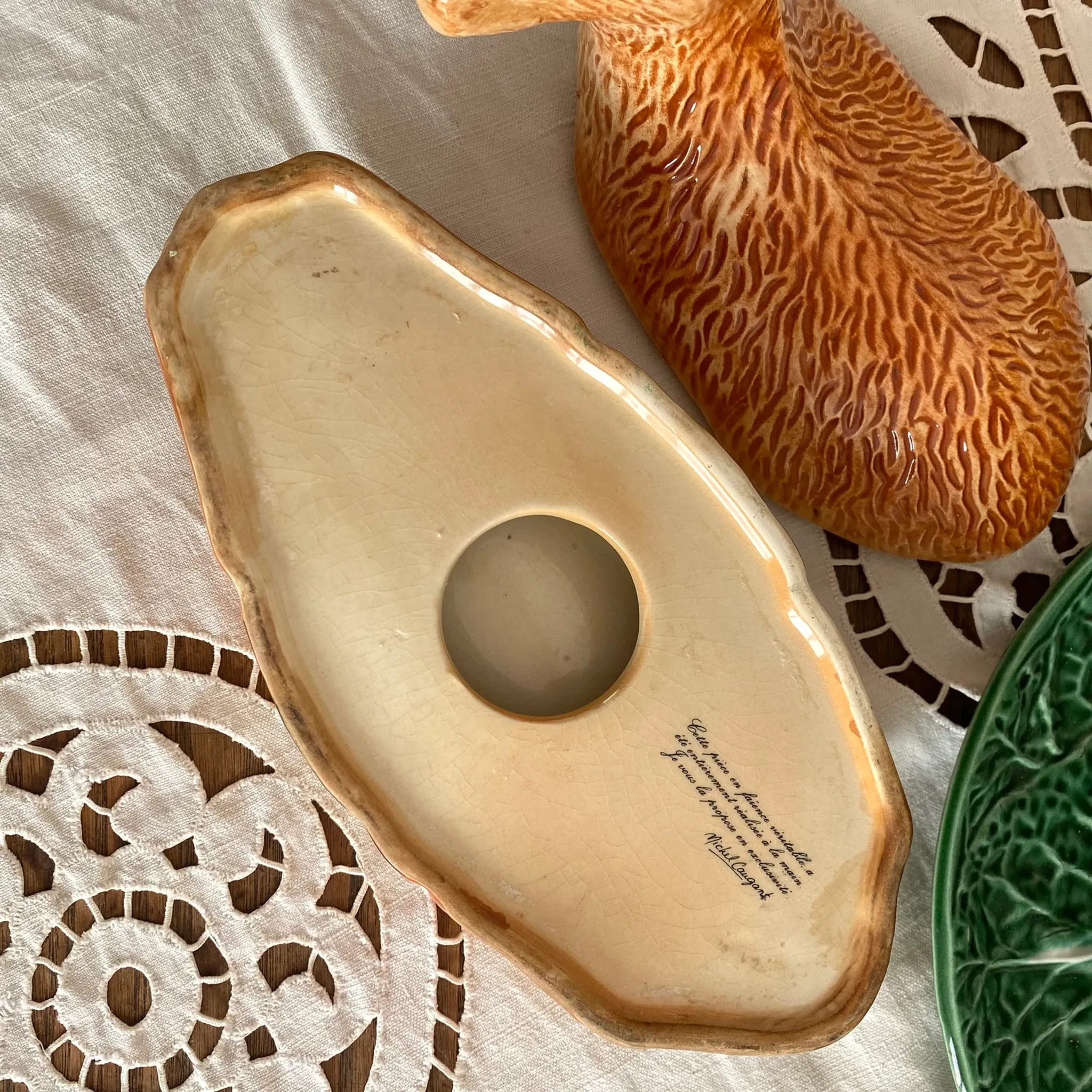 Zoomorphic terrine of a doe in earthenware by Michel Caugant