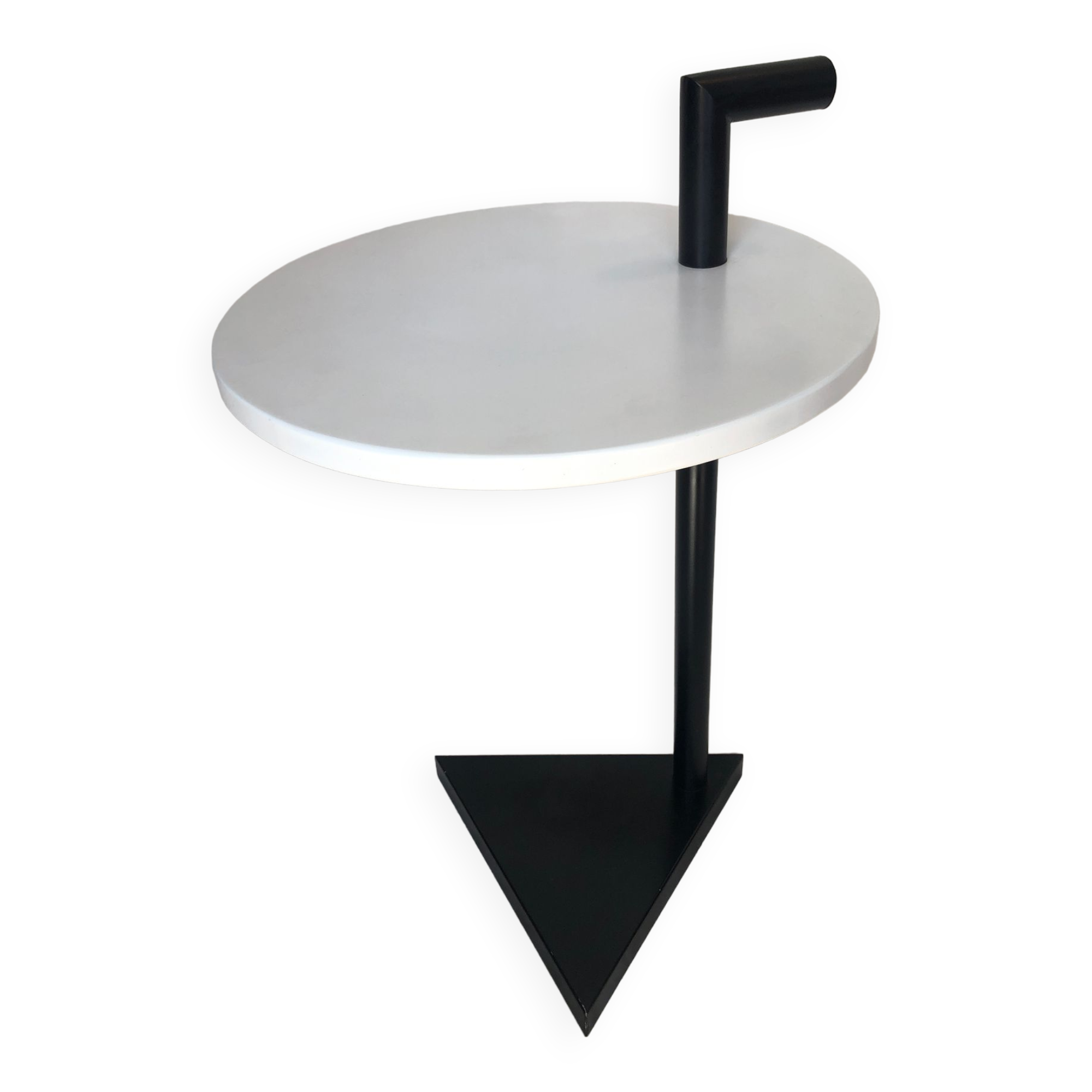80s side table, black & white geometric shapes