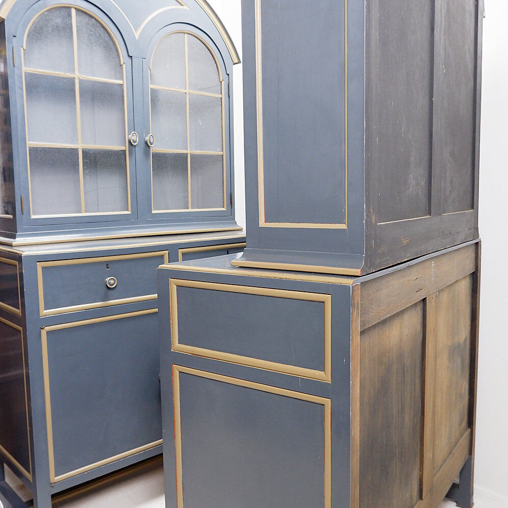 Double-bodied sideboard in grey lacquered wood - one pair available (B)