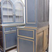 Double-bodied lacquered grey wooden sideboard - one pair available (B)