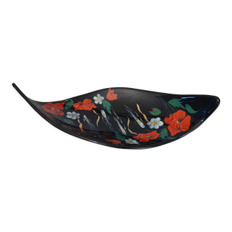 Poppy fruit cup in black enamels from Longwy 1960s