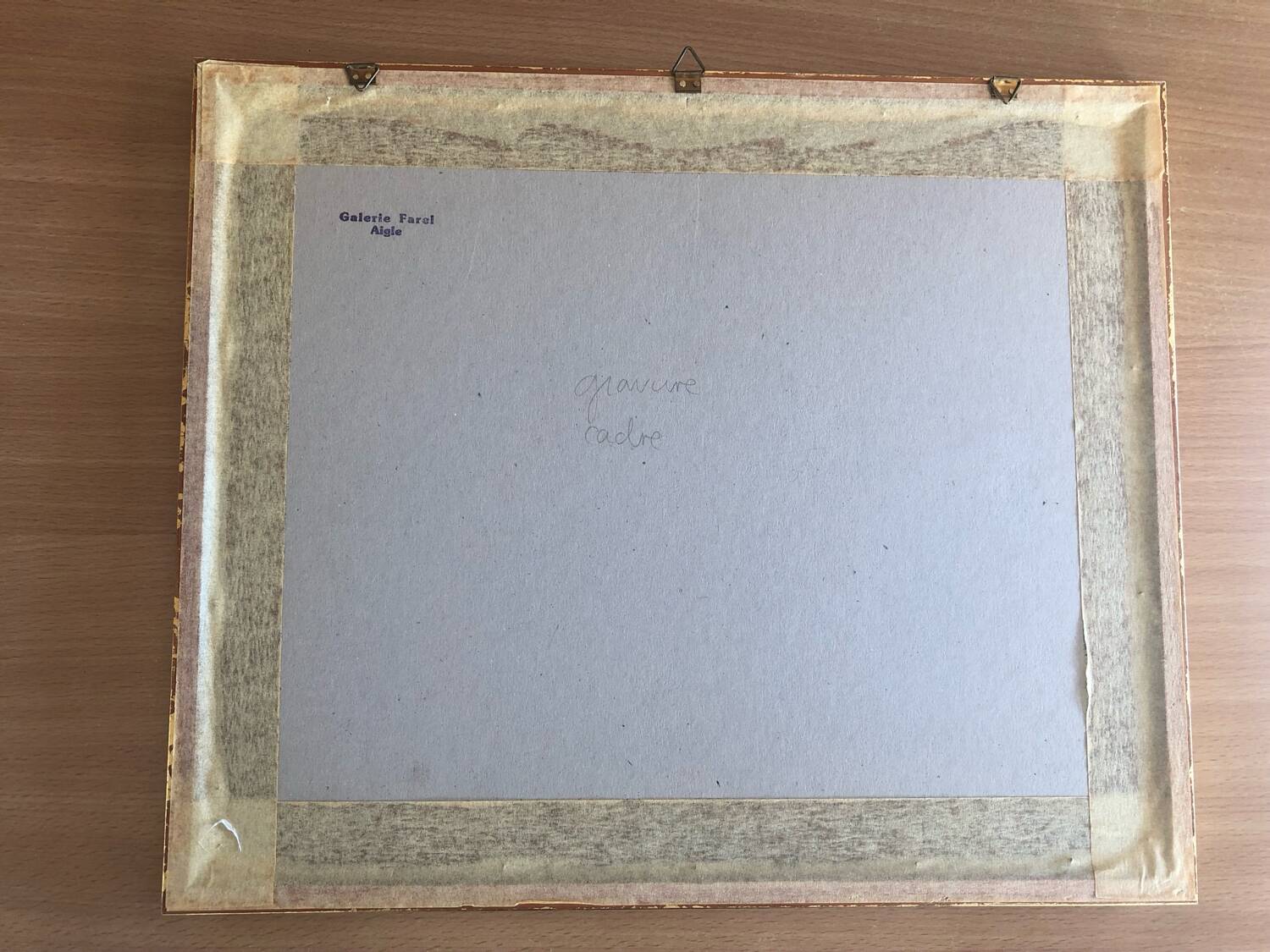 Antique engraving of Aigle Castle, Switzerland, with a gilded frame