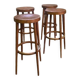 4 tabourets de bar vintages Baumann en hêtre verni - Années 50/60