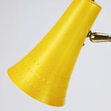 Yellow desk, table or accent lamp by J.T. Kalmar, brass and iron, Vienna, Austria, 1950s.