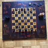 Chessboard and backgammon in lacquer and horn