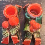 Antique slip ceramic candlesticks