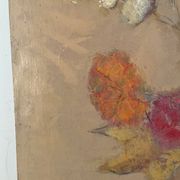Bouquet of flowers, oil on wood panel, signed Vlad Tiberin.