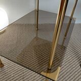 Modernist brass and smoked glass table - 1970s gallery style.