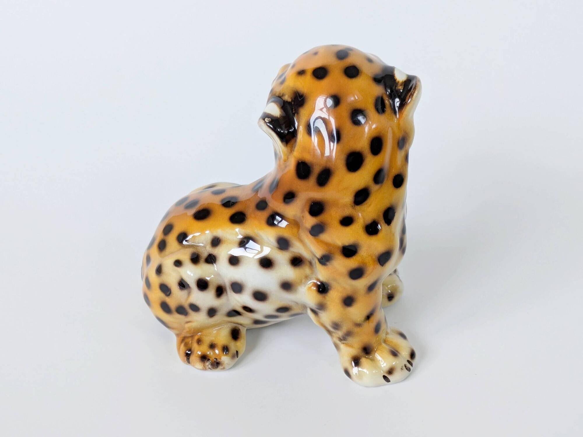 Porcelain leopard statuette, Ronzan, Italy, 1950s
