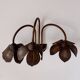 Vintage brass wall light with three branches, floral pattern, France, 1970.