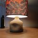 Sculpted stone lamp dlg Tormos, linen lampshade with botanical print