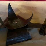 Vintage wrought iron burlap table lamp