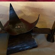 Lampe à poser fer forgé  toile de jute vintage