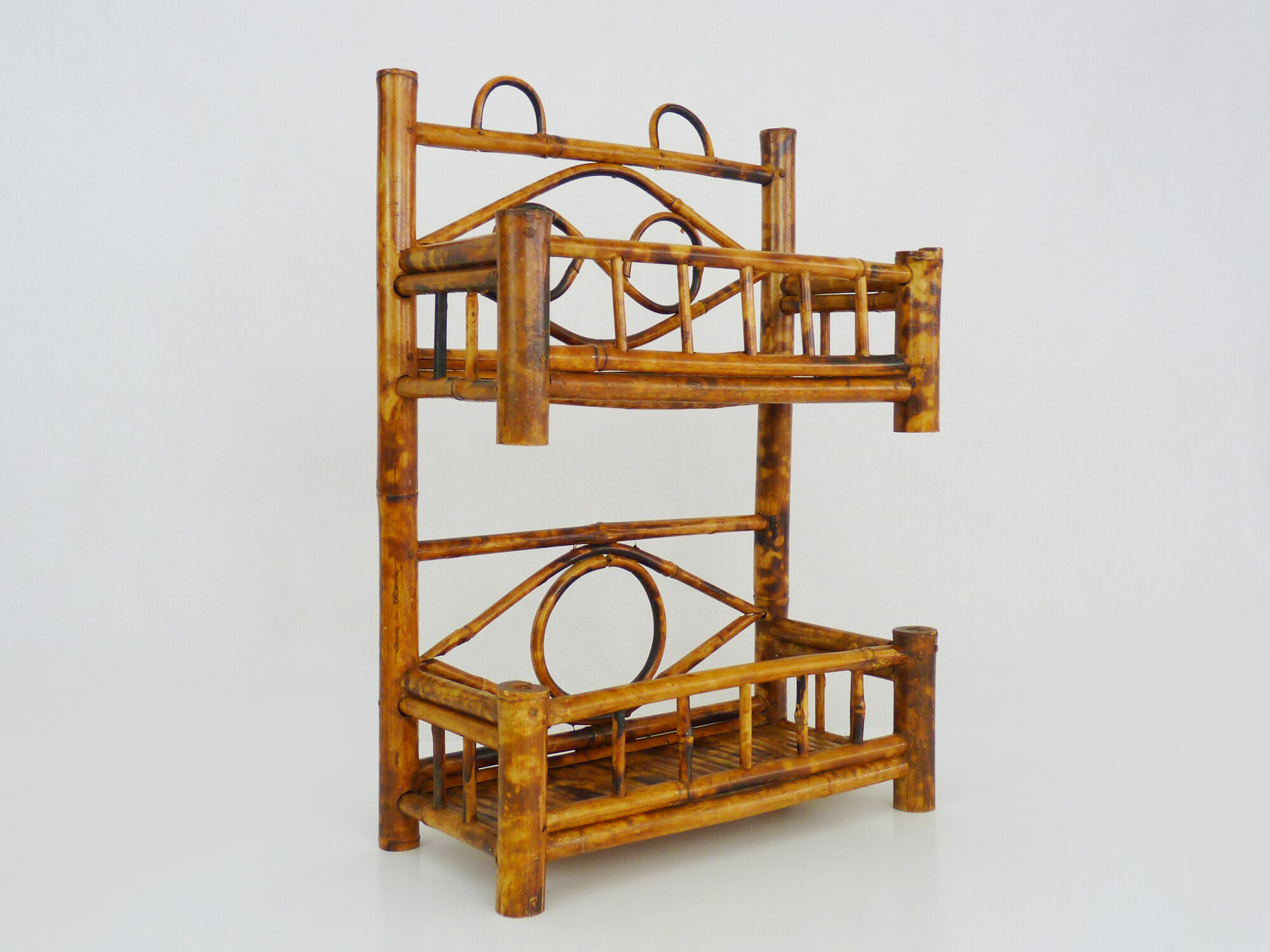 Vintage wall shelf in black bamboo, shelf or to be laid or hung. Year 70