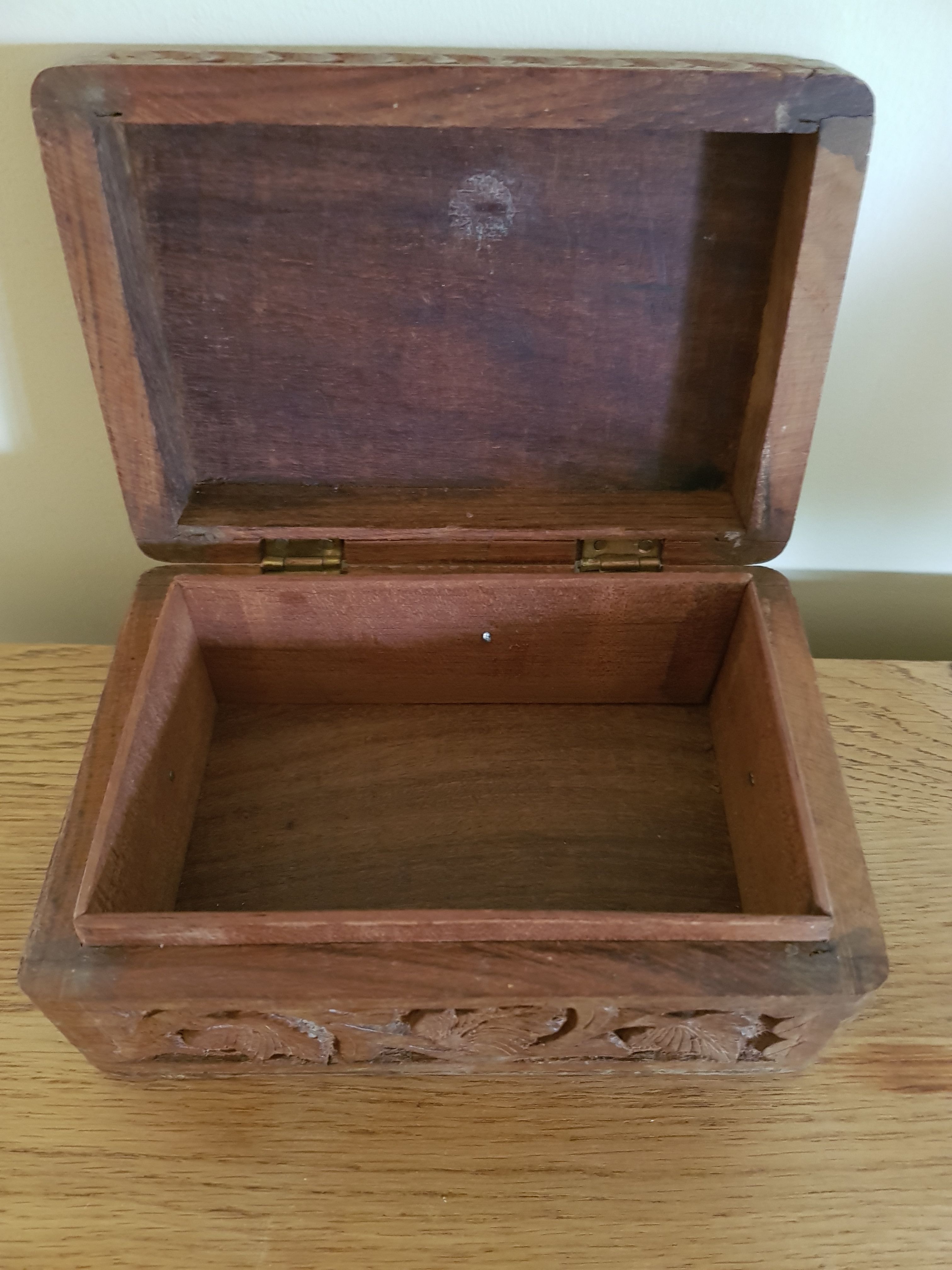 Black Forest style vintage carved wooden box Jewelry box 11