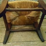 Children's straw chair and oak stool