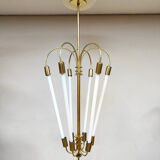 Art Deco brass scones cinema chandelier tubes 1930s