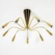 Beautiful large 9-arm Mid-Century Modern brass Sputnik ceiling lamp
