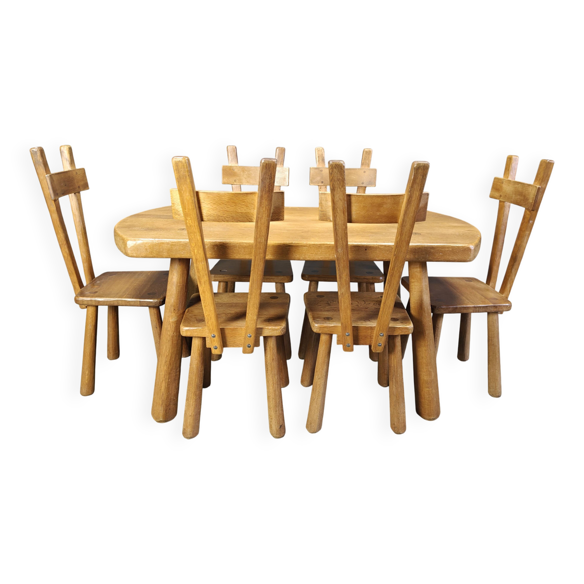 Ensemble de salle à manger brutaliste, années 1960