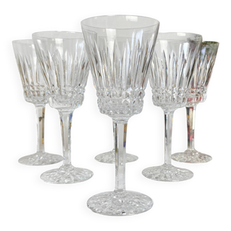 5 cut crystal red wine glasses from France
