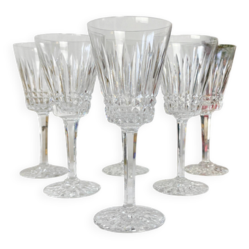 5 cut crystal red wine glasses from France