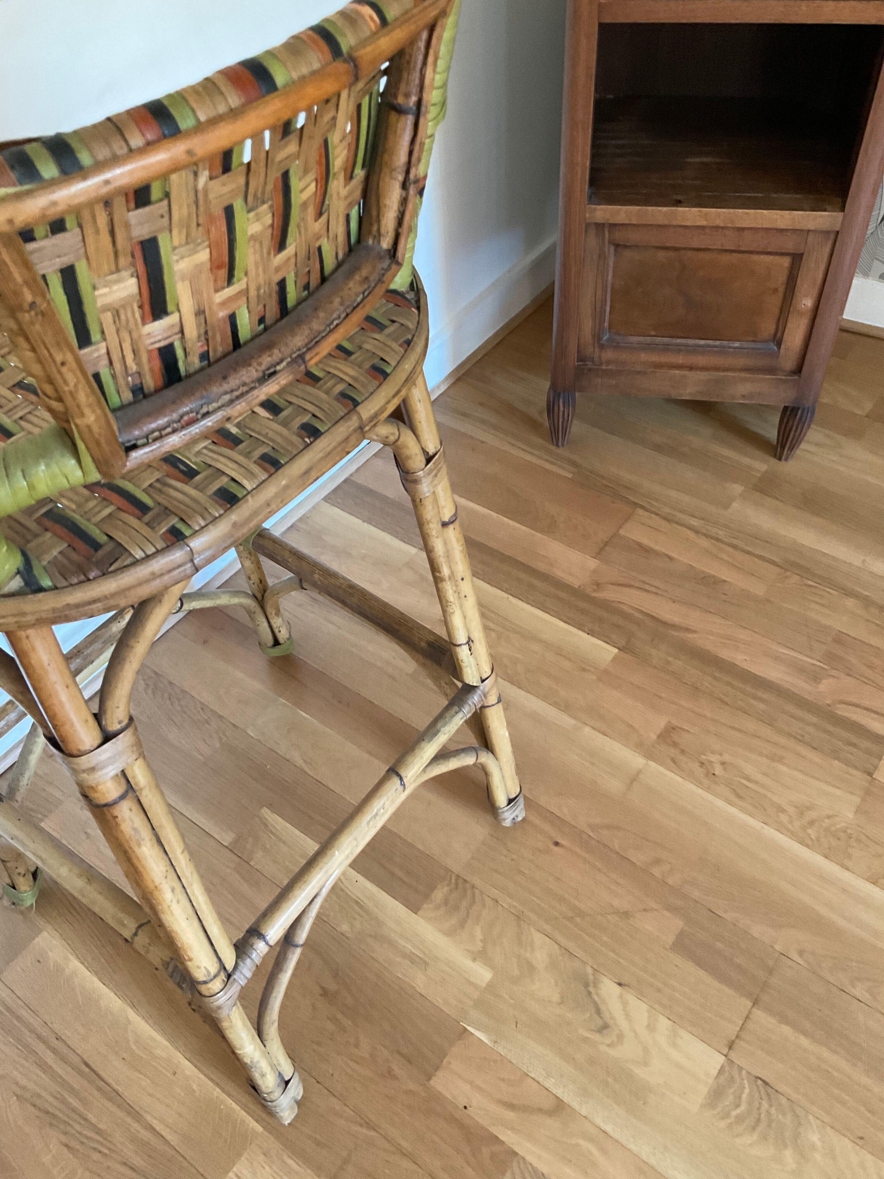 Rattan and bamboo stool