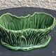 Pot cover in ceramic slurry glazed green pattern foliage and swan made in england numbered