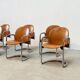 Set of eight cognac leather Dialogo Dessau dining chairs by Afra E Tobia Scarpa