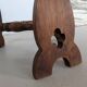 Low tripod farm stool in wood and straw