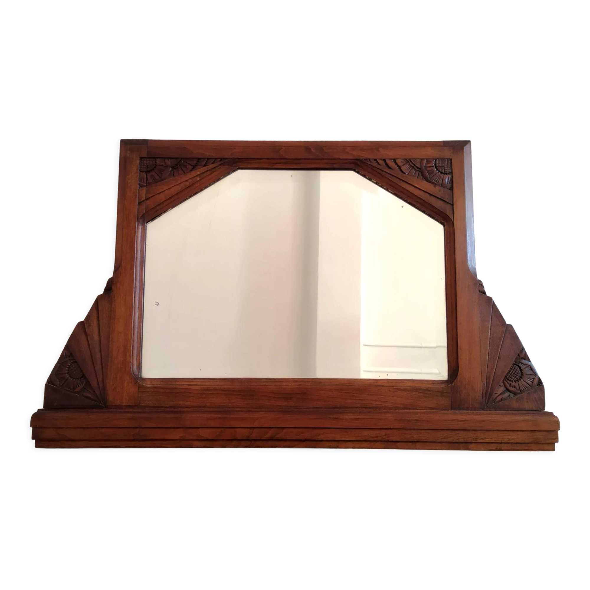 Miroir Art Déco bois sculpté 86 X 53