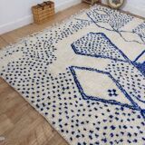 Vintage Azilal rug 310x246 cm - Blue geometric patterns