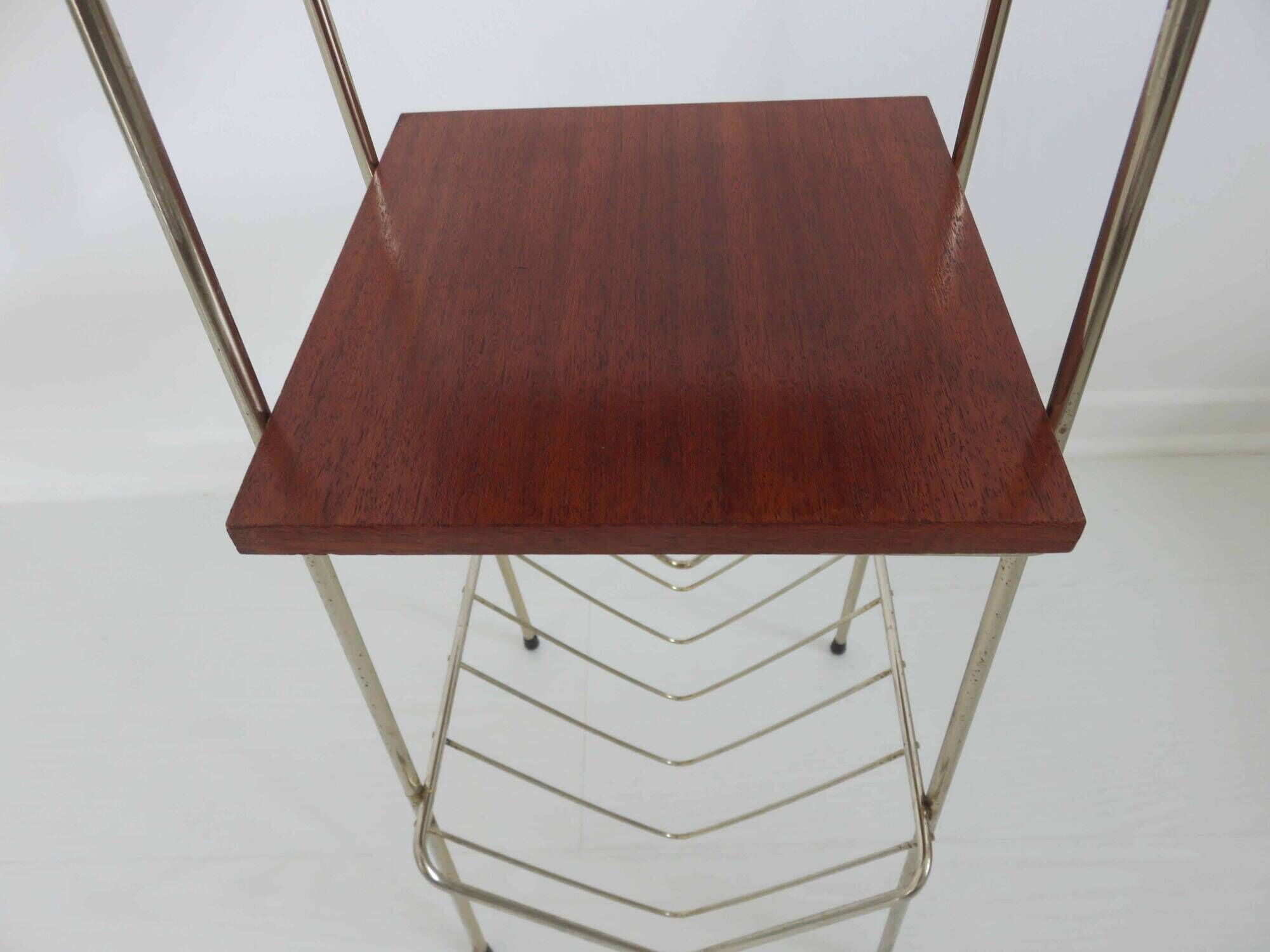 Magazine holder, metal and wood 50s 60s
