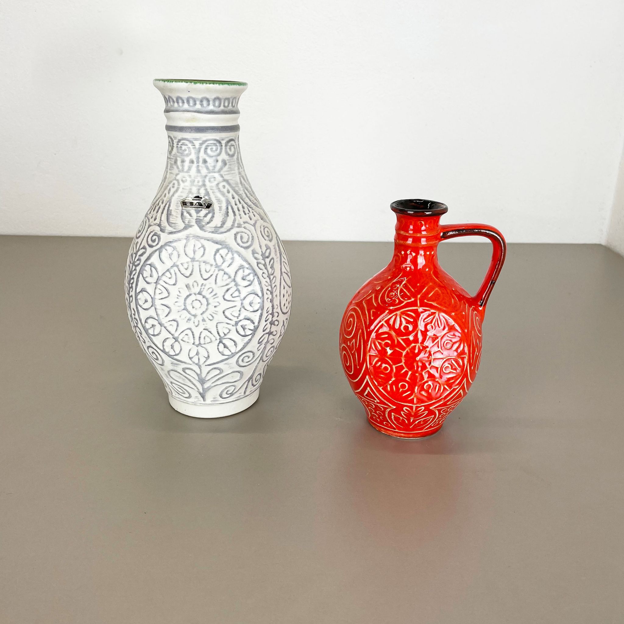 Set of 2 fat lava pottery vase made Bay Ceramics, Germany