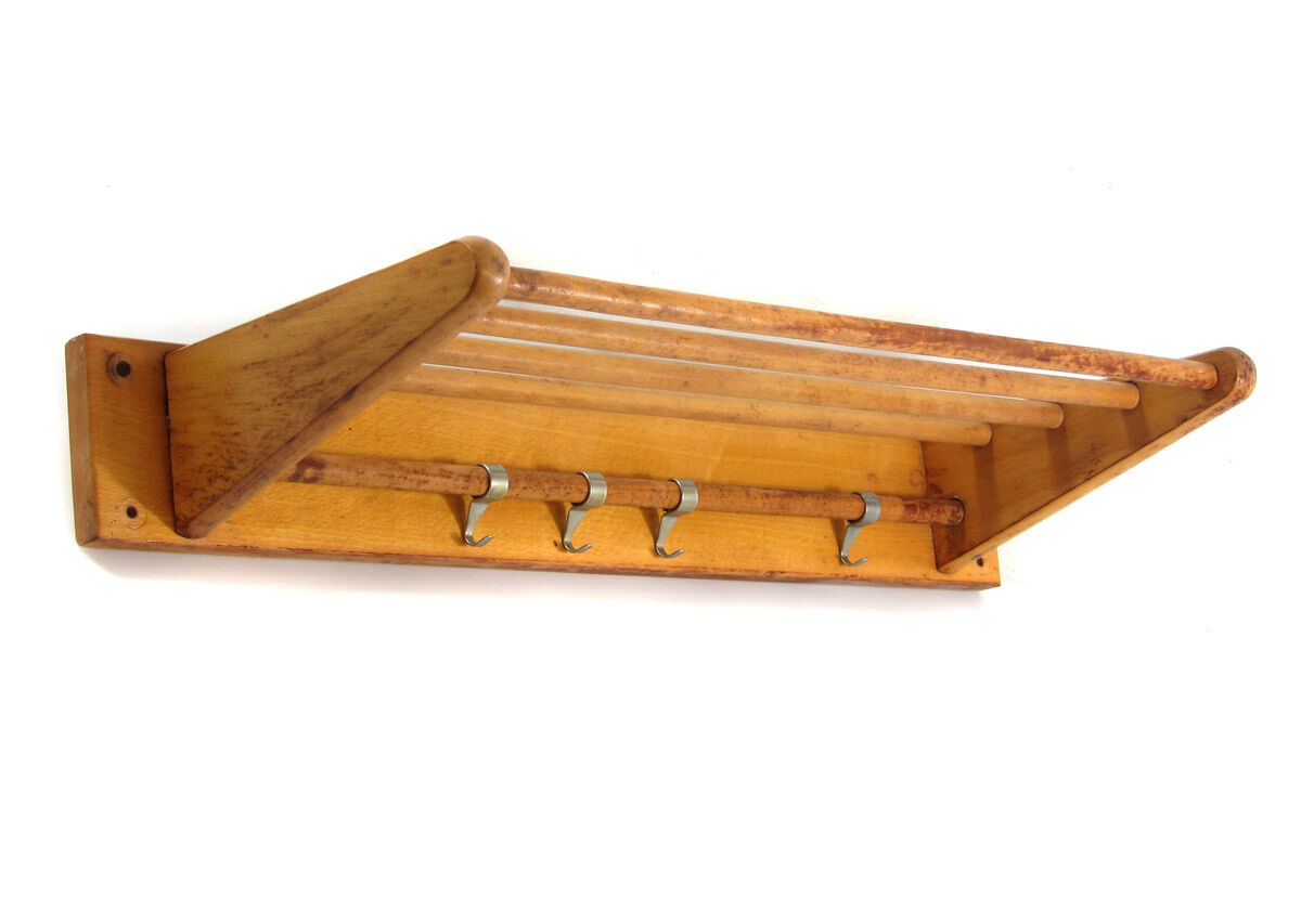 Porte-manteau en bois vintage des années 50 design Piet Zwart Bruynzeel