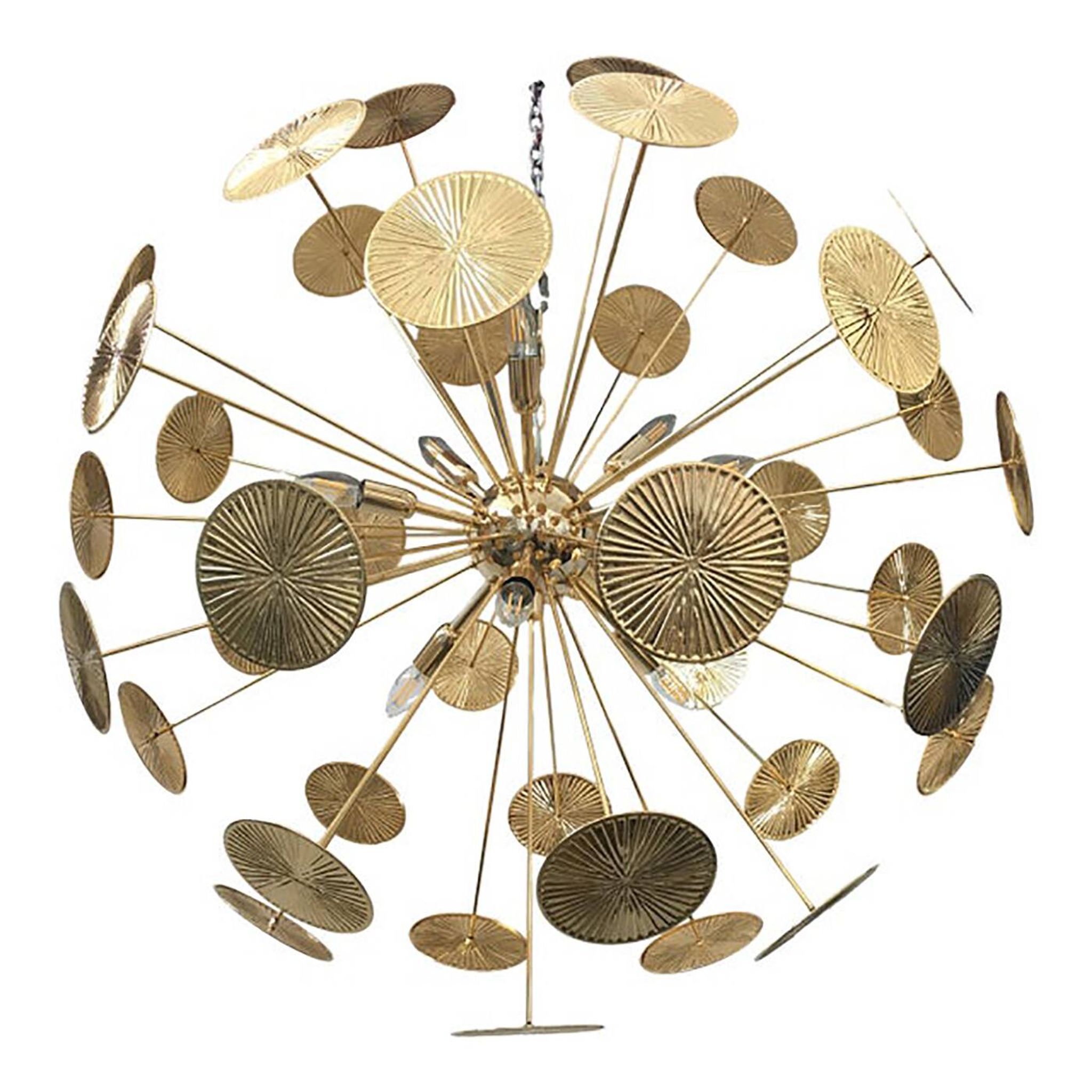 Handmade Hammered Sputnik Chandelier in Gold
