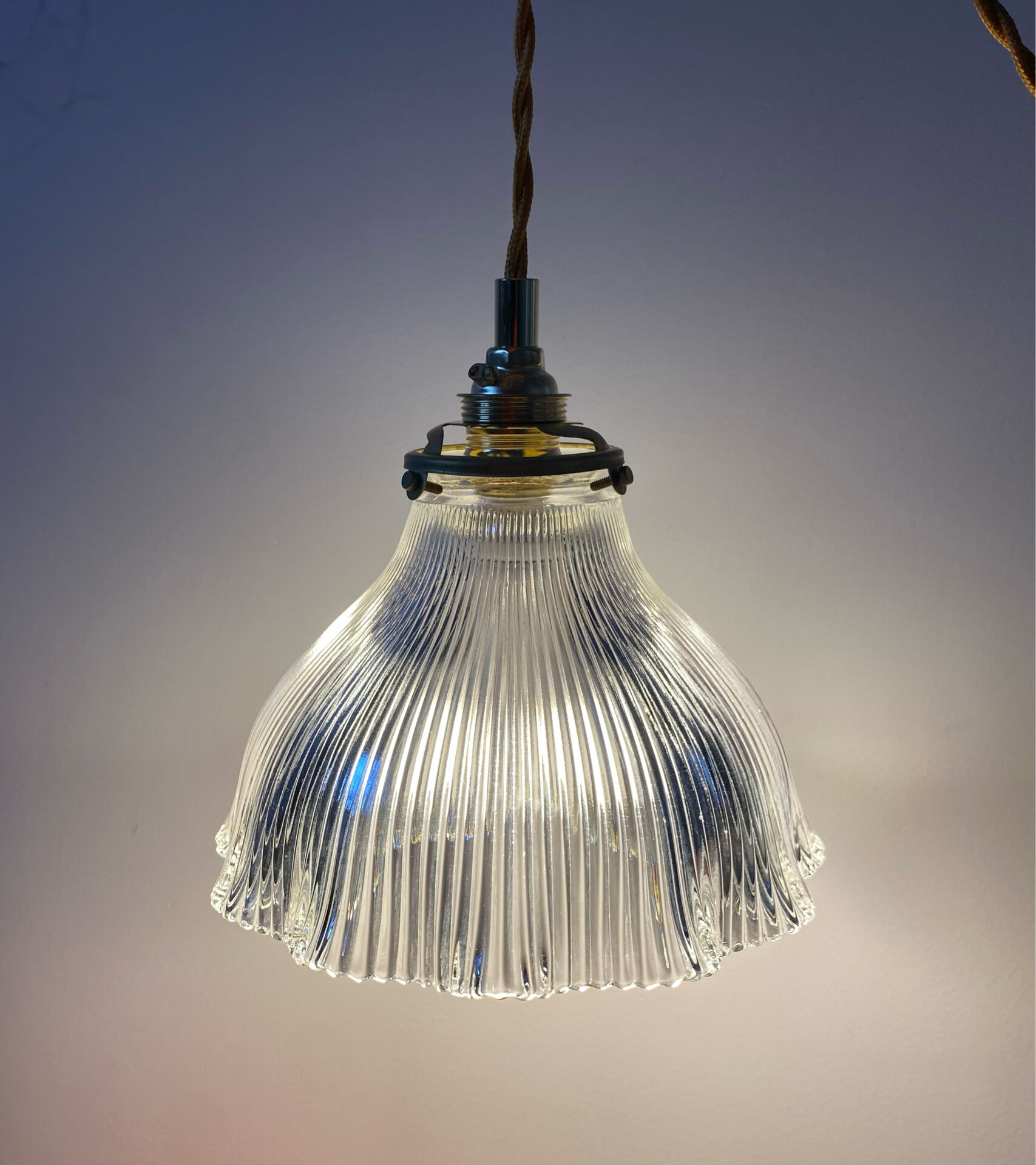 Suspension abat-jour vintage holophane