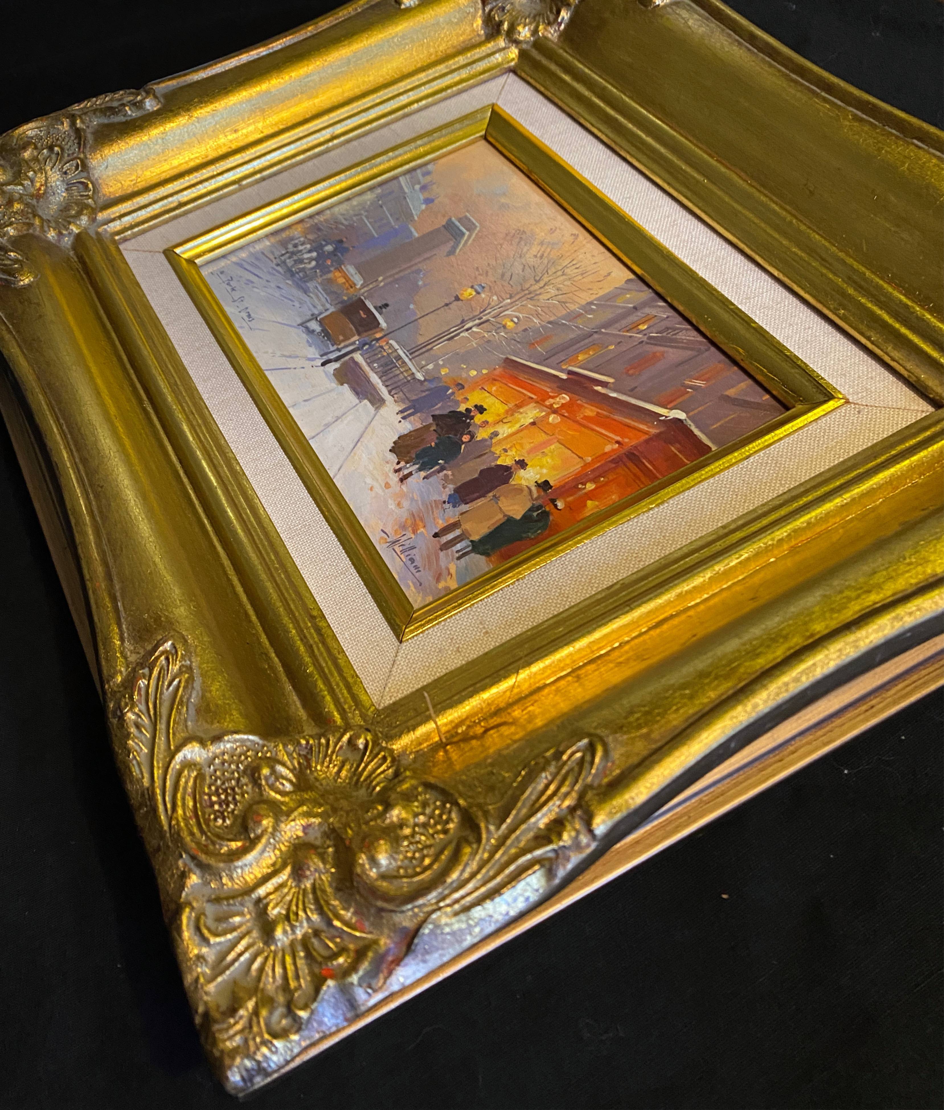 HSP Paris Porte St Denis painting signed William ec. XX° cf. Laloue Cortès + frame
